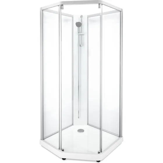Showerama Classic femkantet brusekabine, 100x100 cm, klart glas