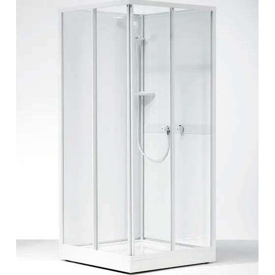 Contura Next NKH brusekabine 90x90 cm, hvid profil, klart glas