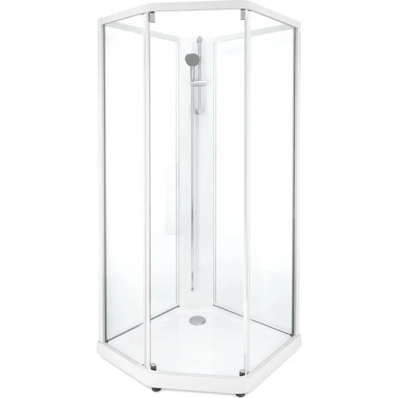 Showerama Classic brusekabine 100x100 cm - Hvid profil, klart glas