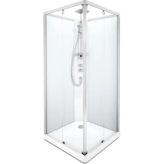 Showerama Comfort brusekabine 90x90 cm - Aluminium & klart glas