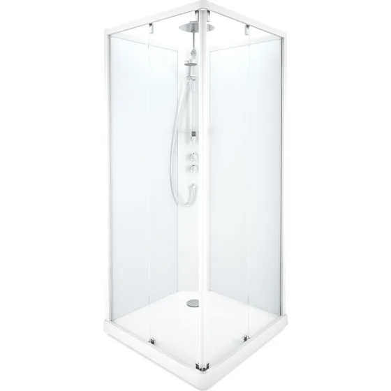 Showerama Comfort brusekabine 90x90 cm - Hvid profil, klart/frostet