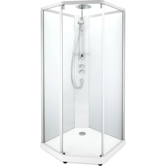 Showerama Comfort brusekabine 100x100 cm, femkantet, klart/frostet