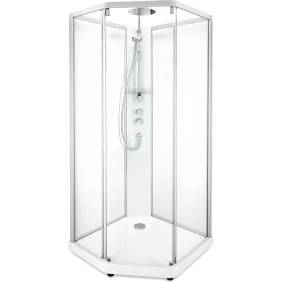 Showerama Comfort brusekabine 90x80 cm, femkantet, klart glas