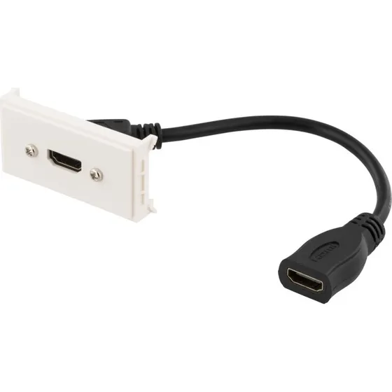 DELTACO Stikpanel 1xHDMI 19-pin hun, 0,2m, hvid