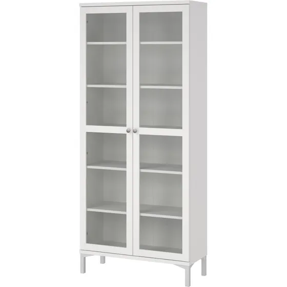 Vesterholm Roma Vitrineskab - Hvid, 203x89x36 cm med glaslåger
