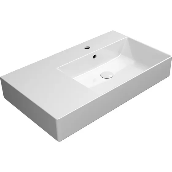 GSI Kube X håndvask 80x47 cm hvid med hanehul og overløb
