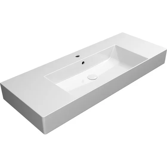 GSI Kube X håndvask 120x47 cm, hvid med hanehul og overløb