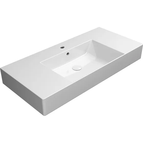 GSI Kube X håndvask 100x47 cm, hvid med hanehul & overløb