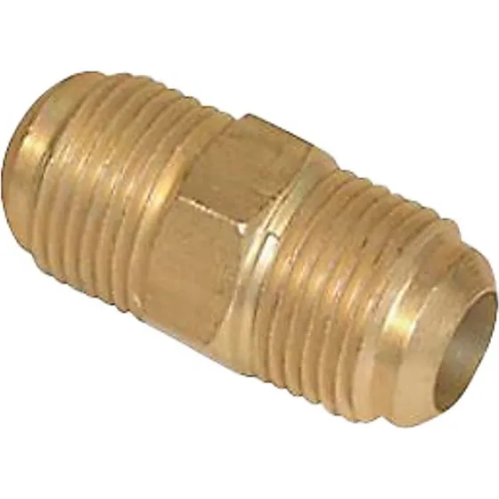 Union lige 1/4'' Han/Han gevind, Messing (Flare)