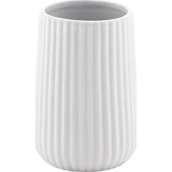 Hefe Marika Tandkrus - Hvid Porcelæn med Stribet Design