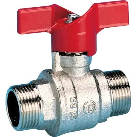 Kuglehane New Compact 1" Nippel/Nippel med rødt T-greb