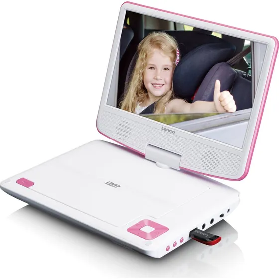 Lenco DVP-920PK 9" bærbar DVD-afspiller Pink/Hvid