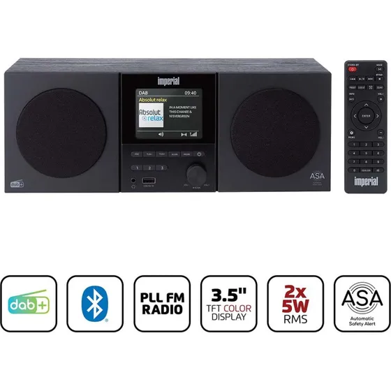 Imperial DABMAN-220BK DAB+/FM Radio med Bluetooth og fjernbetjening
