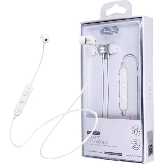 XO-BS15 Bluetooth Sport Høretelefoner med Magnetisk Halsbånd - Hvid