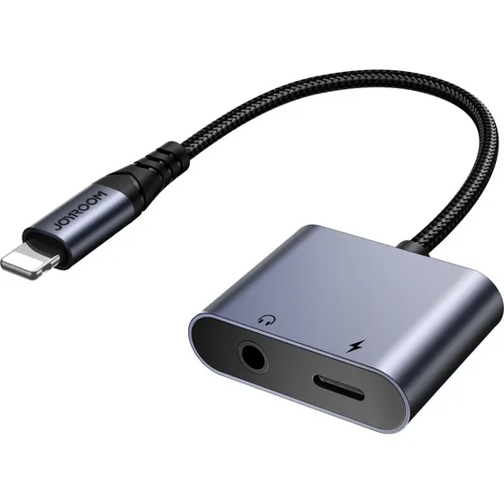 Joyroom SY-L01 2-i-1 Adapter: Lightning til 3,5 mm & Opladning, Sort