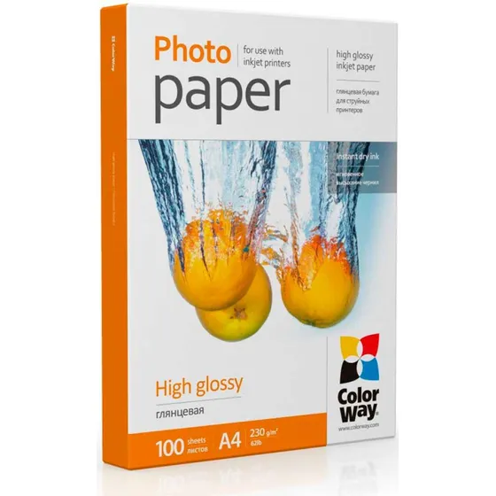 ColorWay Fotopapir A4 High Glossy 230g - 100 ark PG230100A4