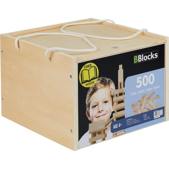 BBlocks Byggeplader i Trækasse - 500 stk. træplanker
