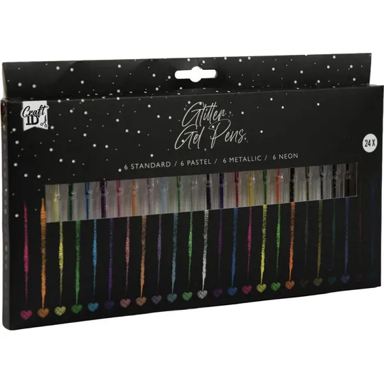 Craft Sensations Glitter Gel Pens - 24 stk.