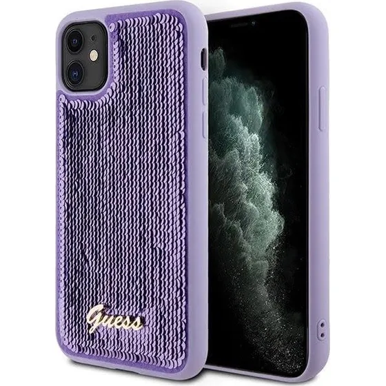 GUESS Sequin Script Metal case til iPhone 11 / XR - Purple