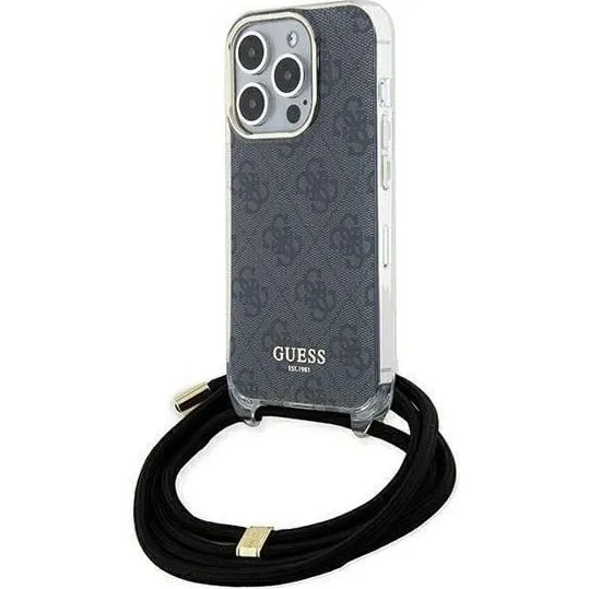 GUESS Crossbody Cord 4G Print etui til iPhone 15 Pro - Black