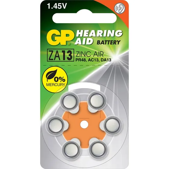 GP ZA13 (PR48) Zink-luft knapcellebatterier - 6 stk.