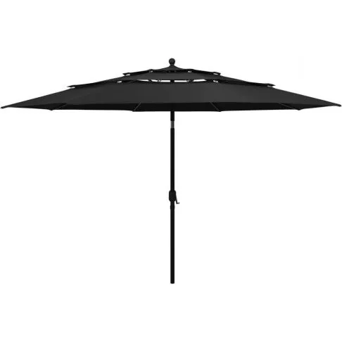 vidaXL Parasol 3,5 m 3-niveauer med aluminiumsstang, sort