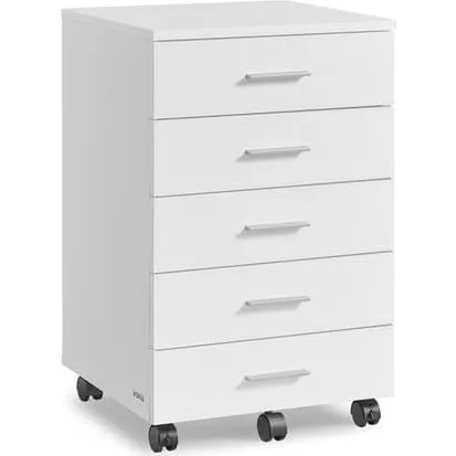 VASAGLE Mobil rullecontainer med 5 skuffer - Skyhvid, 40x42x65,7 cm