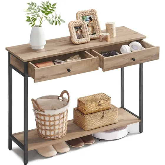 Emily Konsolbord i industrielt design, Brun/Sort, 100x30x80 cm