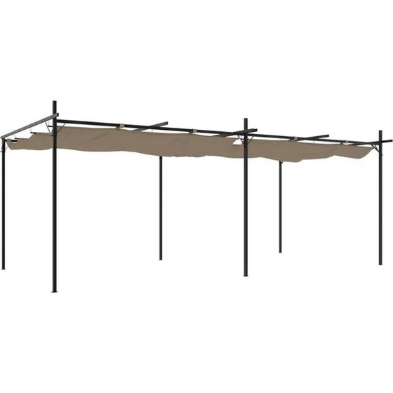 vidaXL pergola med sammenrulleligt tag 589×292×230 cm gråbrun
