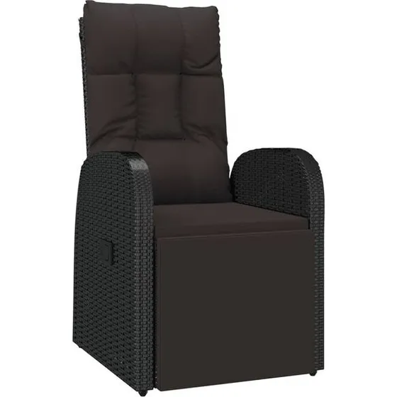 vidaXL havestol med hynder, justerbart ryglæn, polyrattan sort