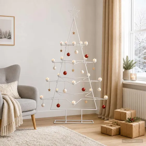 vidaXL KUOPIO Metal juletræ med holder, 140 cm, hvid