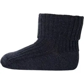 MP Baby Merino Uldstrømper med Ombuk - Dark Denim Melange 25/28