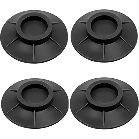 4x Vibrationsdæmpere - Gummifødder til vaskemaskine, sort