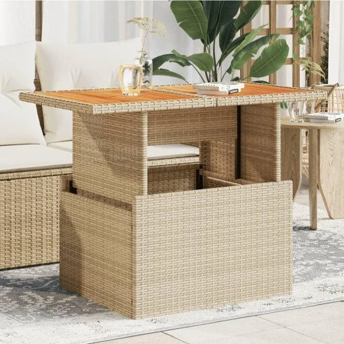 vidaXL havebord 100x55x73 cm polyrattan & akacietræ beige
