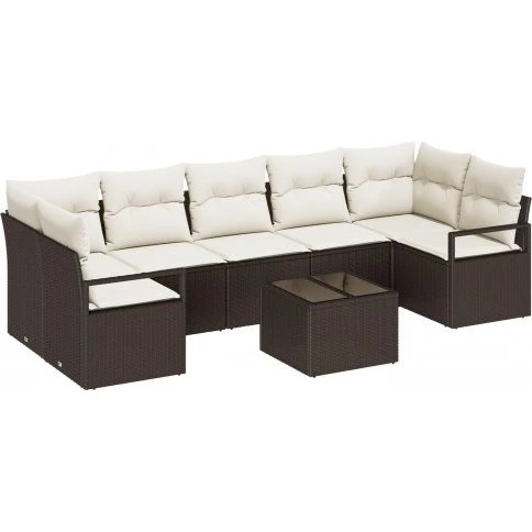 vidaXL Havesæt 8 dele Brun/Creme Polyrattan 55x55x37 cm