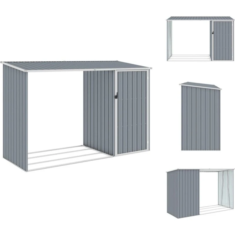 Living brændeskur 245x98x159 cm galvaniseret stål grå