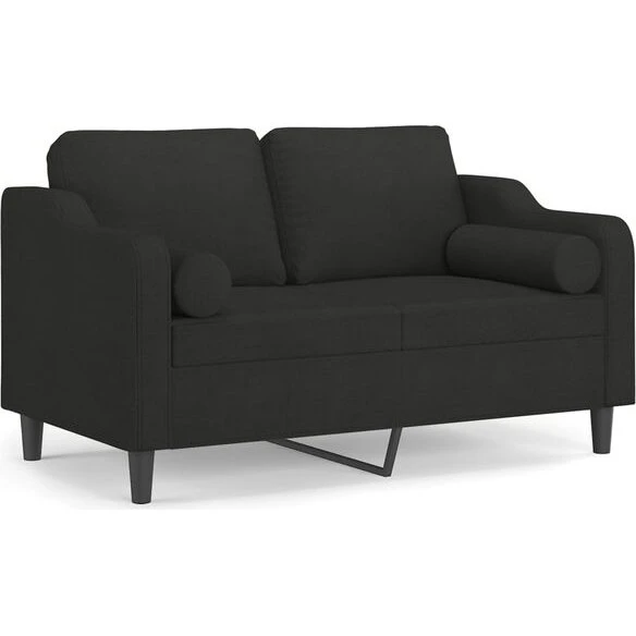 vidaXL 2-personers sofa 120 cm, sort stof m. pyntepuder