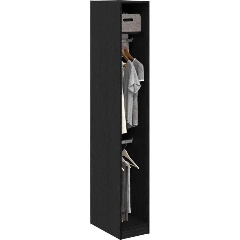 vidaXL Garderobeskab Sort eg 30x50x200 cm - Konstrueret træ