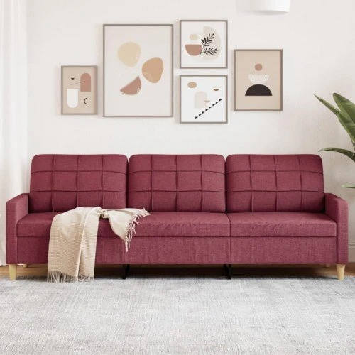 Ukendt mærke - 3-personers sofa 210 cm stof vinrød