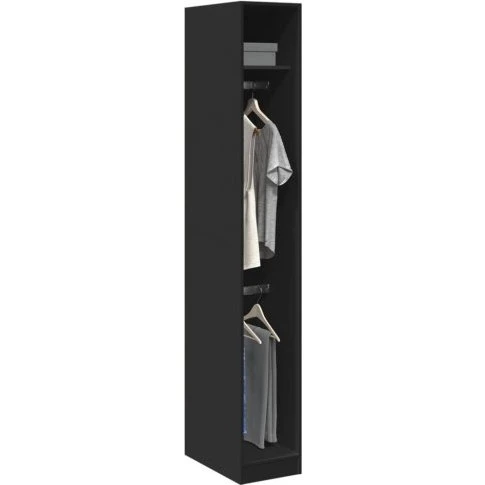 Klædeskab 30x50x200 cm sort, konstrueret træ