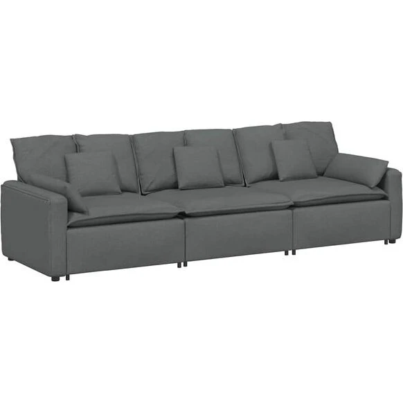 Modulsofa med hynder, mørkegrå