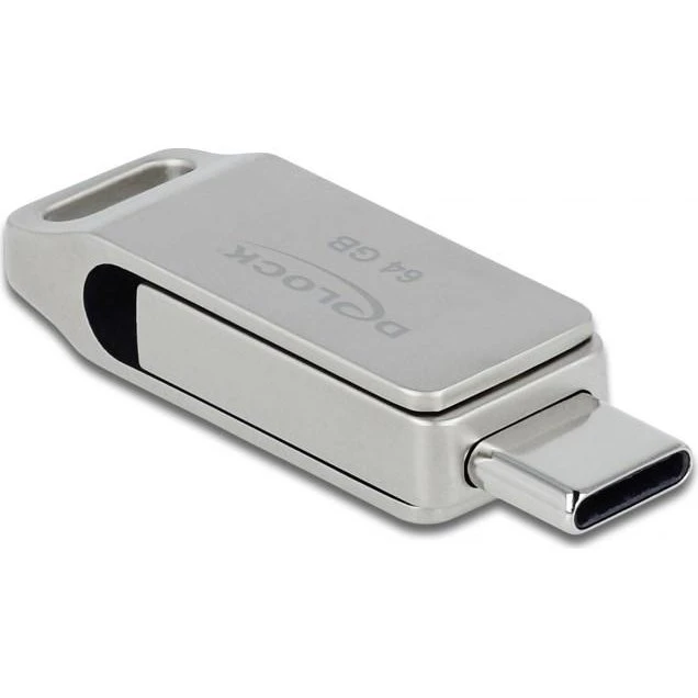 DeLOCK 64 GB USB-C + USB Type-A Flashdrev - Sølv