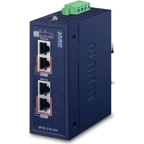 PLANET IPOE-270-12V PoE Adapter - 5 Gigabit Ethernet, Blå