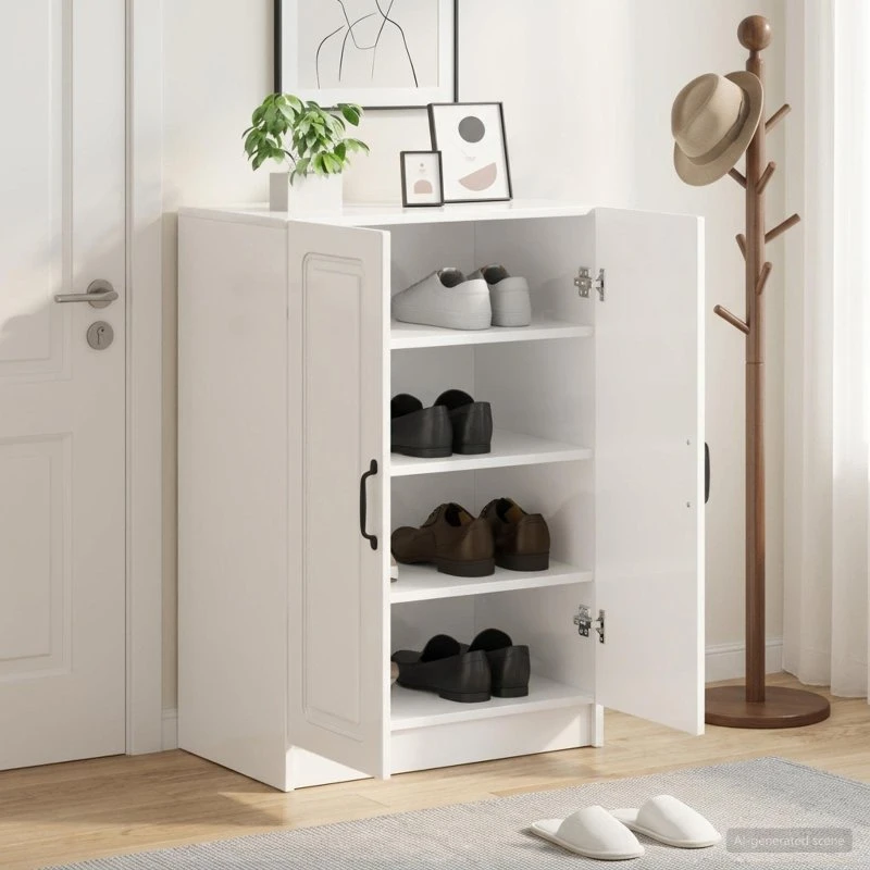 vidaXL Skoskab UTRECHT 59,5 x 39,5 x 87 cm - Hvid Højglans