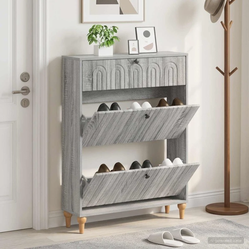 vidaXL Skoskab ALKMAAR 78x24x103 cm - Grå Sonoma