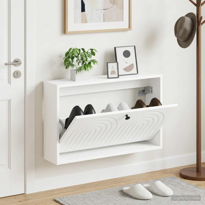 vidaXL Vægmonteret Skoskab ALKMAAR 71x17x43 cm - Hvid