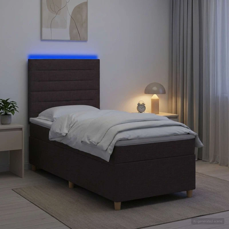vidaXL Boxmadras med topmadras 90x200 cm - Mørk Brun