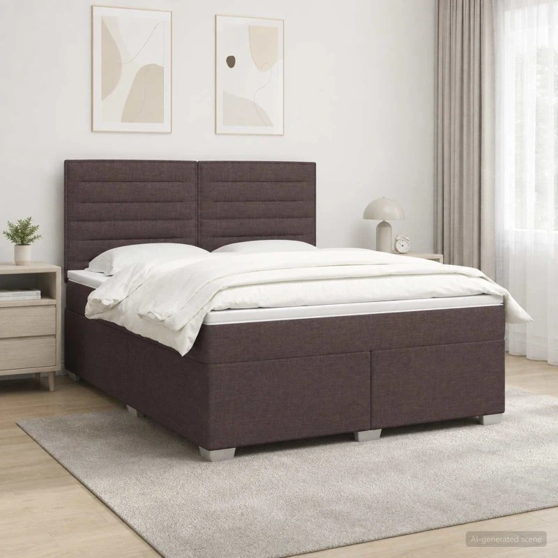 vidaXL Boxmadras med topmadras og LED - Mørk Brun 180 x 200 cm