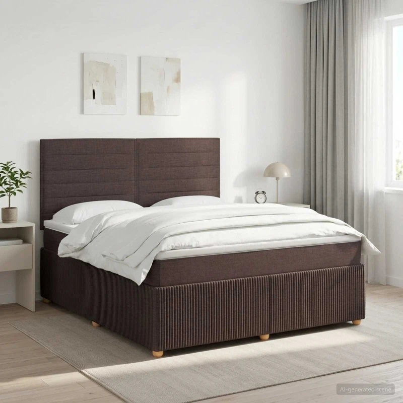 vidaXL Boxmadras med topmadras 140 x 190 cm - Mørk Brun