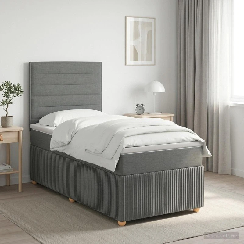 vidaXL Boxmadras med topmadras Mørkegrå 90 x 200 cm